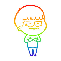 rainbow gradient line drawing cartoon annoyed man