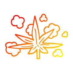warm gradient line drawing cartoon marijuana leaf