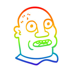 rainbow gradient line drawing cartoon mans head