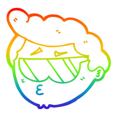 rainbow gradient line drawing cartoon boy wearing sunglasses