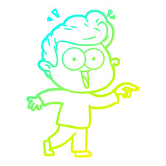 cold gradient line drawing cartoon excited man