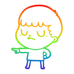 rainbow gradient line drawing cartoon grumpy boy