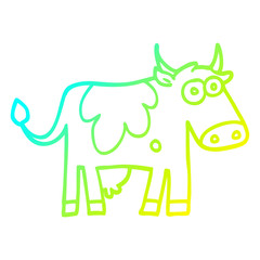 cold gradient line drawing cartoon farm cow