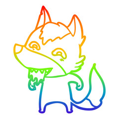 rainbow gradient line drawing cartoon hungry wolf
