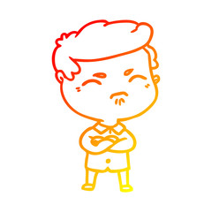 warm gradient line drawing cartoon annoyed man