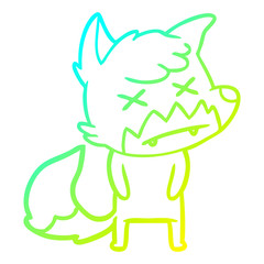 cold gradient line drawing cartoon dead fox
