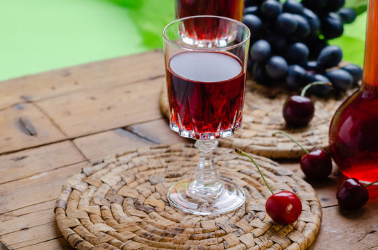 Ratafia - tipical Italian sweet alcoholic beverage, either a fruit-based beverage or a fortified wine with cherries. Rustic style.