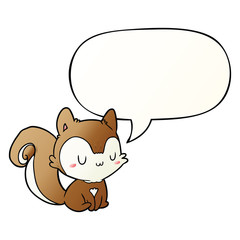 cartoon squirrel and speech bubble in smooth gradient style