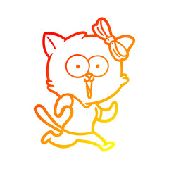 warm gradient line drawing cartoon cat
