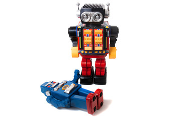 Vintage tin robot toys