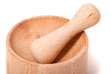 Wooden mortar and pestle