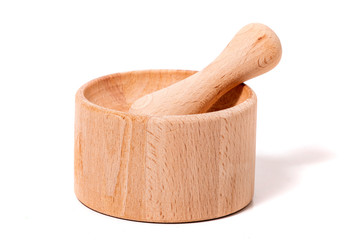 Wooden mortar and pestle