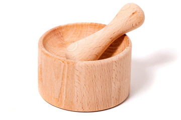 Wooden mortar and pestle