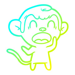 cold gradient line drawing shouting cartoon monkey