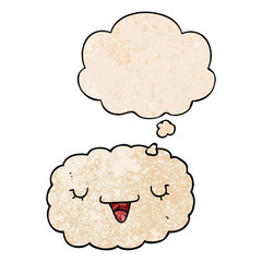 cartoon cloud and thought bubble in grunge texture pattern style