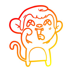 warm gradient line drawing crazy cartoon monkey