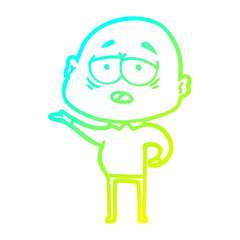 Obraz premium cold gradient line drawing cartoon tired bald man