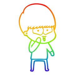 rainbow gradient line drawing cartoon happy boy