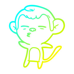 cold gradient line drawing cartoon suspicious monkey