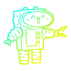 cold gradient line drawing cartoon robot