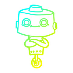 cold gradient line drawing cartoon robot
