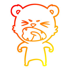 warm gradient line drawing angry cartoon bear