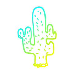 Fototapeta premium cold gradient line drawing cartoon cactus