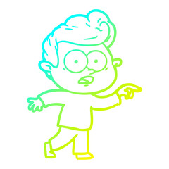 cold gradient line drawing cartoon staring man