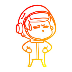 warm gradient line drawing cartoon stressed astronaut