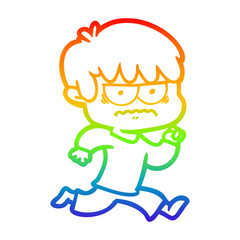 rainbow gradient line drawing annoyed cartoon boy