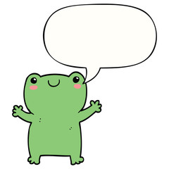 cute cartoon frog and speech bubble