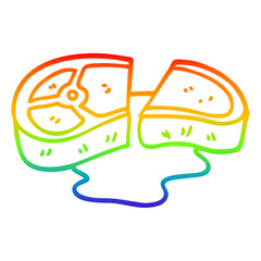 rainbow gradient line drawing cartoon well cooked meat