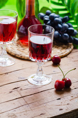 Ratafia - tipical Italian sweet alcoholic beverage, either a fruit-based beverage or a fortified wine with cherries. Rustic style.