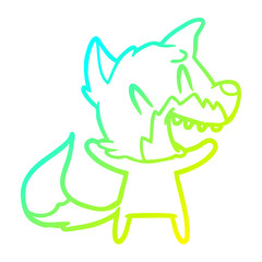 cold gradient line drawing laughing fox cartoon