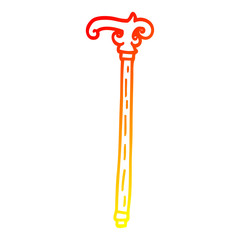 warm gradient line drawing cartoon walking stick