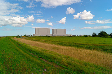 Fototapeta na wymiar Bradwell nuclear power station, partially decommissioned Magnox power station, located on the Dengie peninsula at the mouth of the River Blackwater