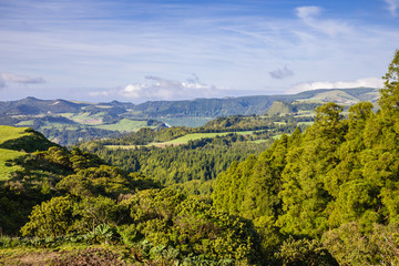 Landscape around Furnas Lake, Sao Miguel Island, Azores archipelago