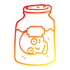 warm gradient line drawing cartoon head in jar