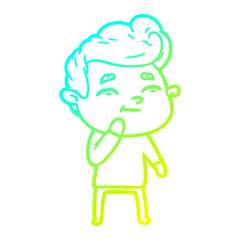 cold gradient line drawing happy cartoon man