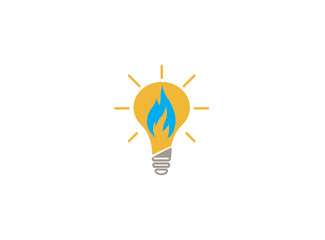 fire in the bulb for logo design illustration