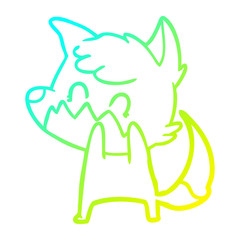cold gradient line drawing cartoon friendly fox