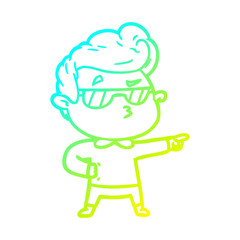 cold gradient line drawing cartoon cool guy