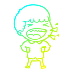 cold gradient line drawing cartoon laughing man