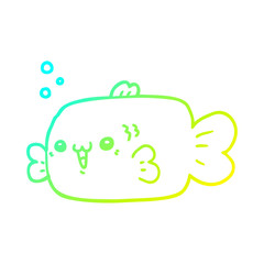 cold gradient line drawing cartoon fish