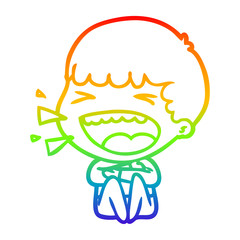 Obraz premium rainbow gradient line drawing cartoon laughing man