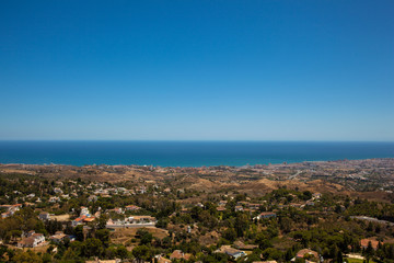 Fototapeta na wymiar Landscape. View of Fuengirola from the observation deck in the village of Mijas.