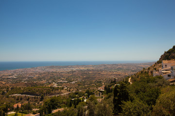 Fototapeta na wymiar Landscape. View of Fuengirola from the observation deck in the village of Mijas.