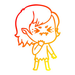 warm gradient line drawing annoyed cartoon vampire girl