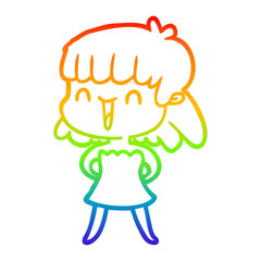 rainbow gradient line drawing cartoon woman