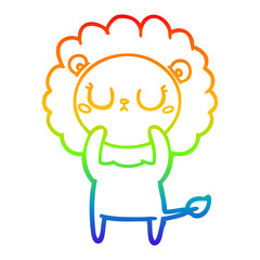 rainbow gradient line drawing cartoon lion